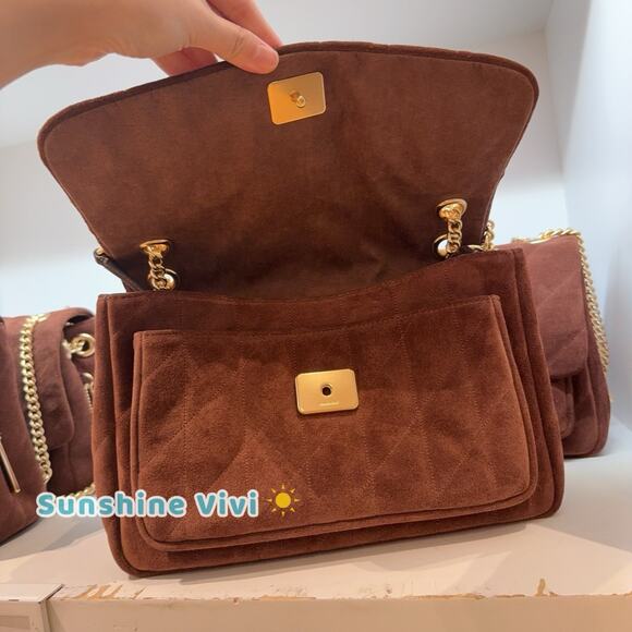 NWT Coach Elodie Crossbody Bag Quilting CCZ63 Gold/Vintage Brown/Maple Suede - Picture 6 of 8